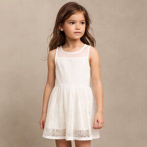 Kiddo by Katie White Lace Dress Girls 6 – Sleeveless Mesh Yoke Party Outfit